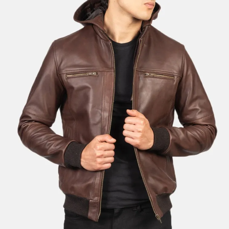 2412 Mush Brown Leather Bomber Jacket