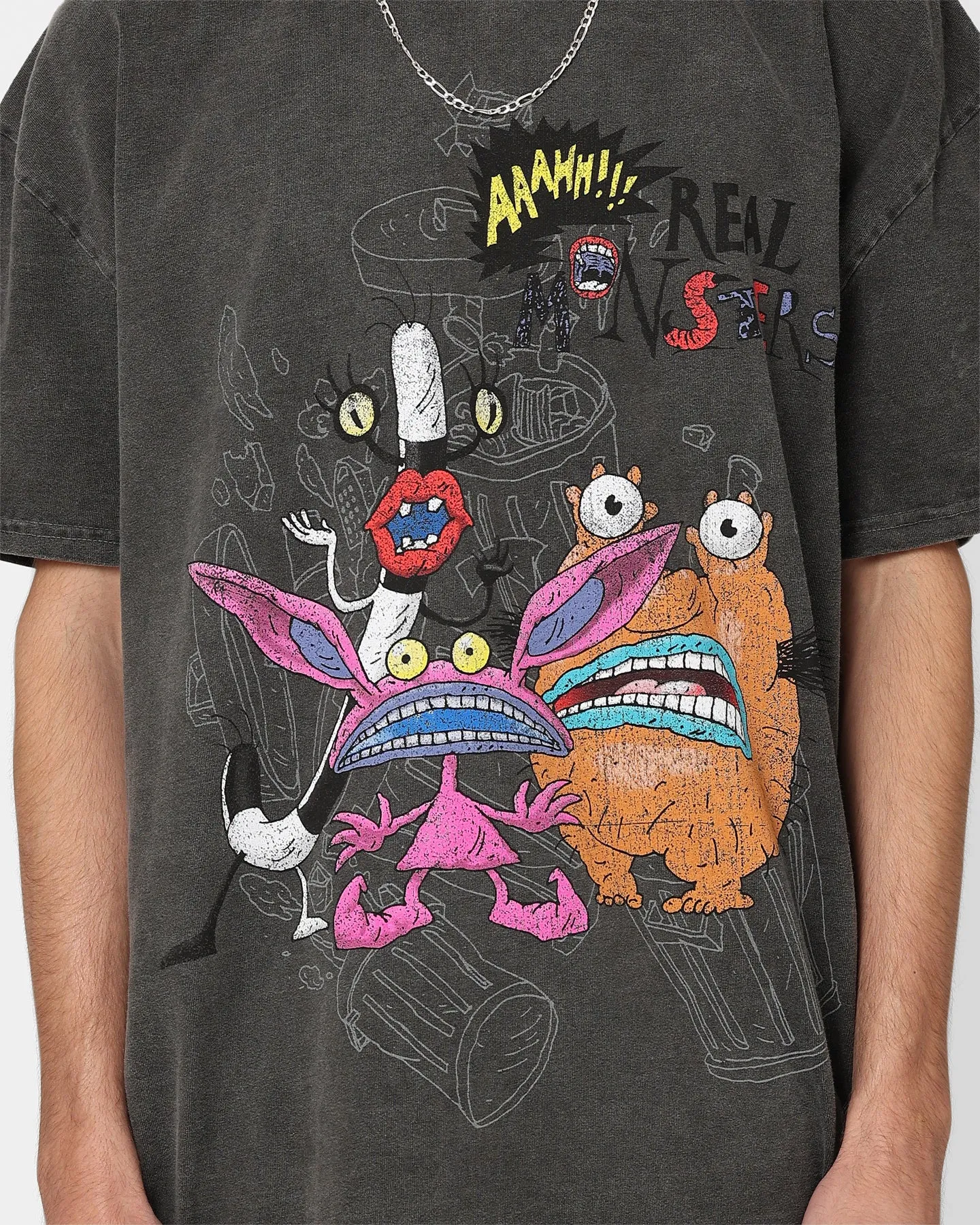 American Thrift x Aaahh!!! Real Monsters Monsters Heavyweight Vintage T-Shirt Black Wash