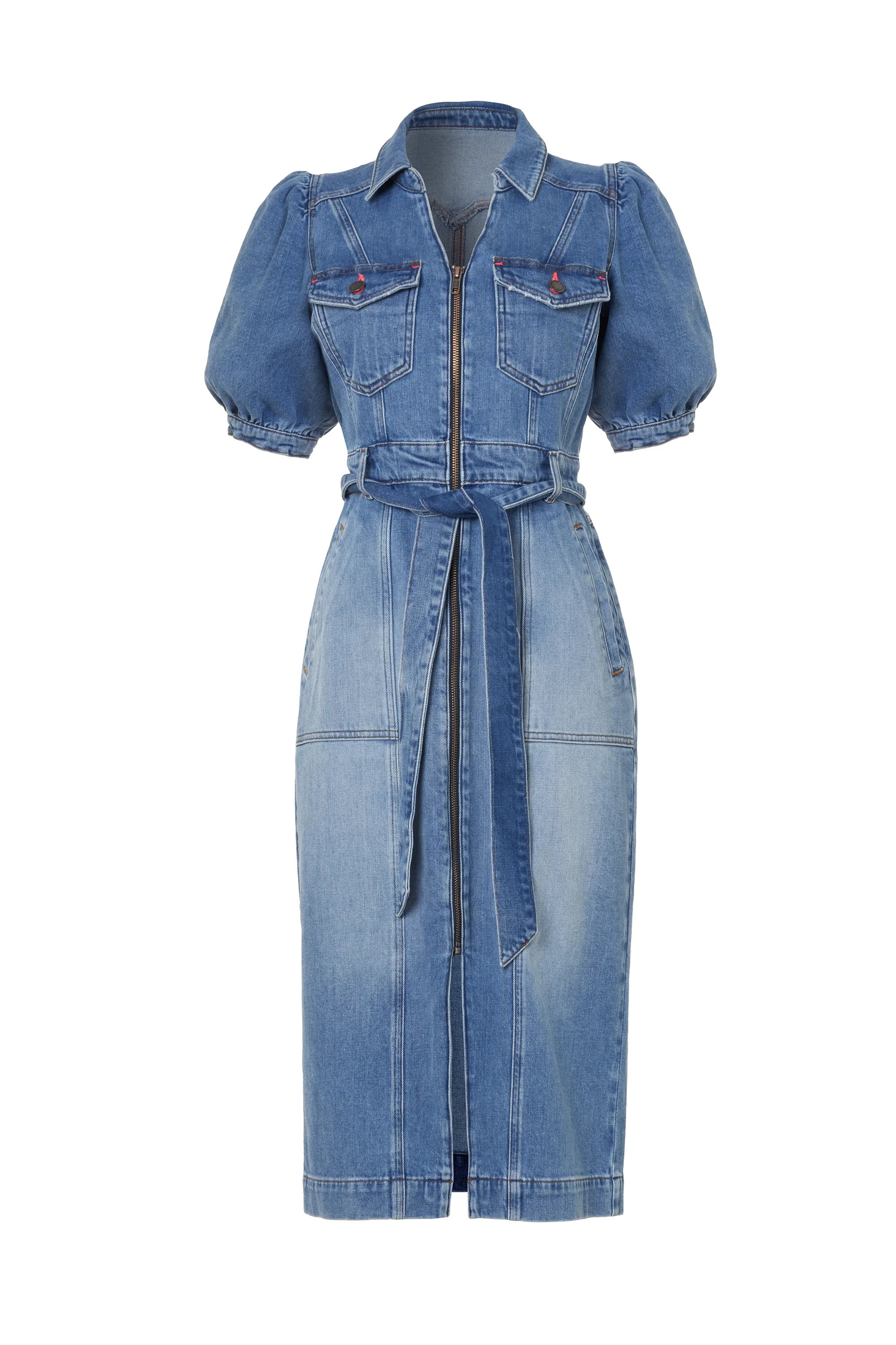 Authentic Indigo Western Denim Midi Dress