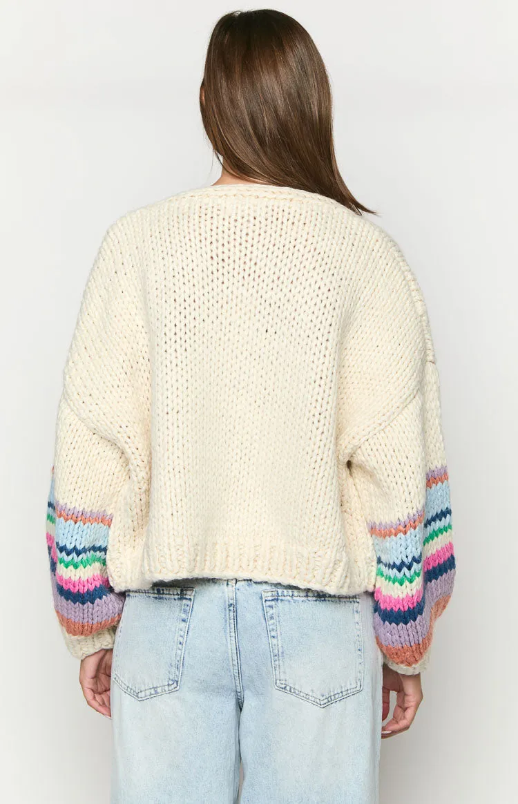 Bad Habits Cream Multi Knit Cardigan