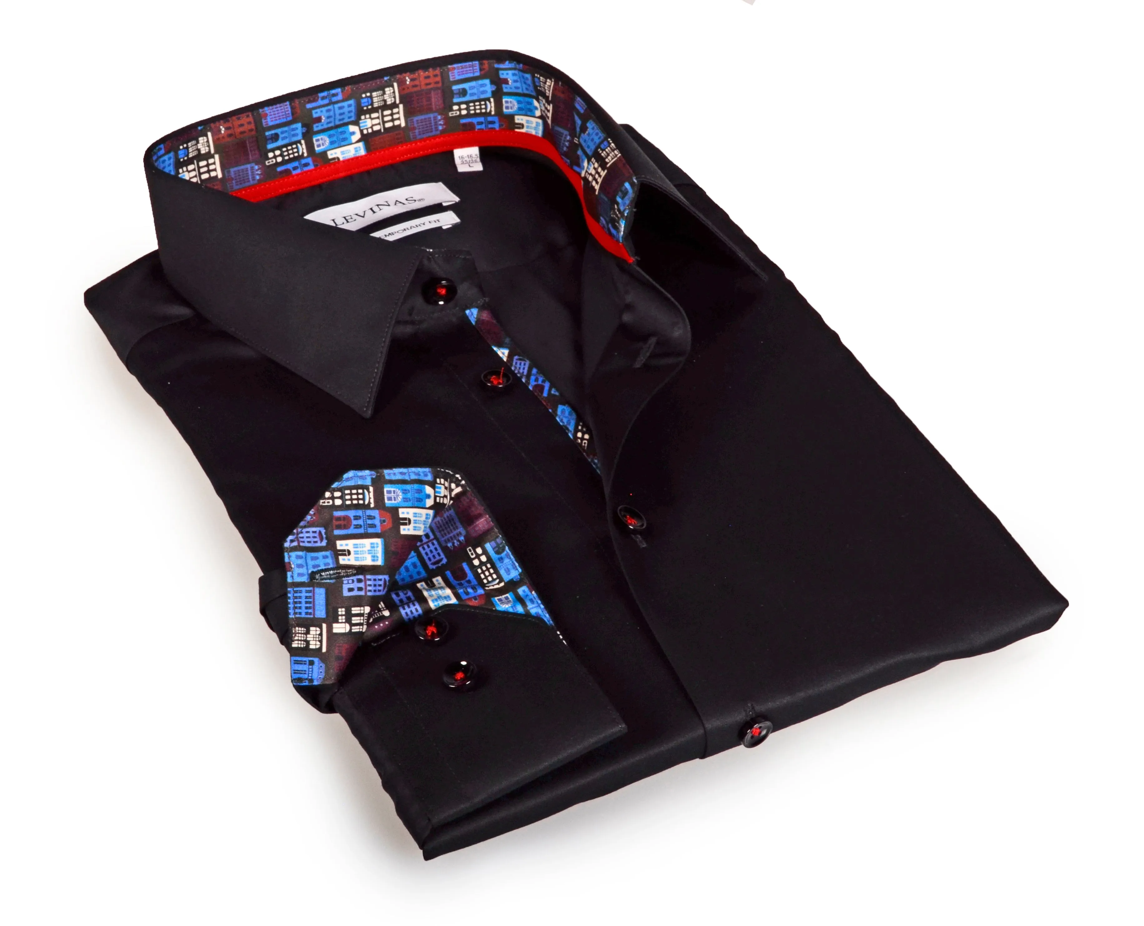 Barney Button-Up Shirt With Contrast Details // Black // Contemporary Fit (Regular)