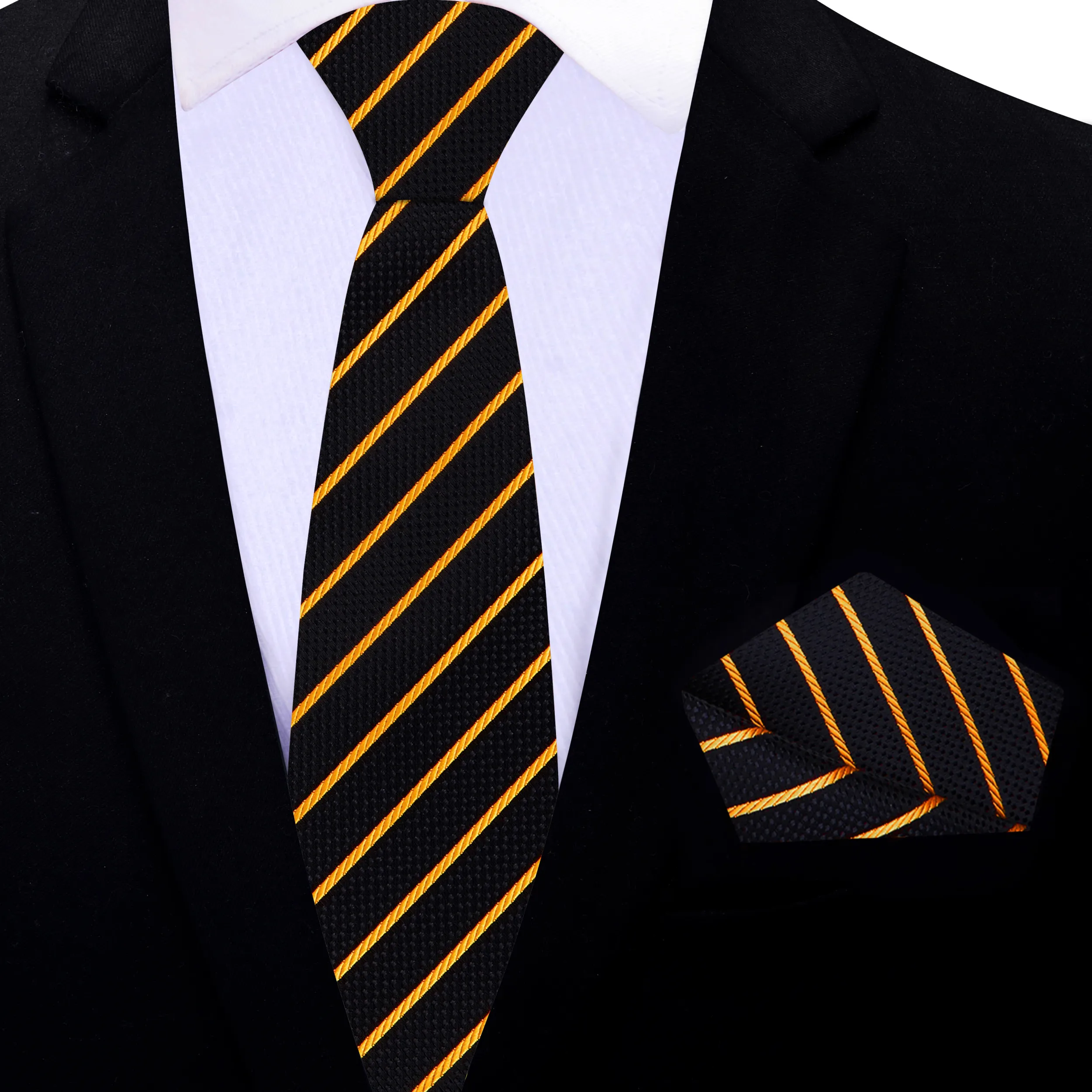 Black & Gold Perfect Pinstripe Necktie