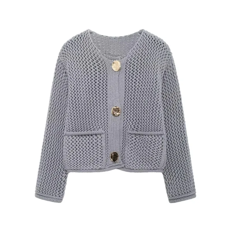 Blue Zone Planet |  Betty's Chunky Needle Long Sleeve Big Button Sweater