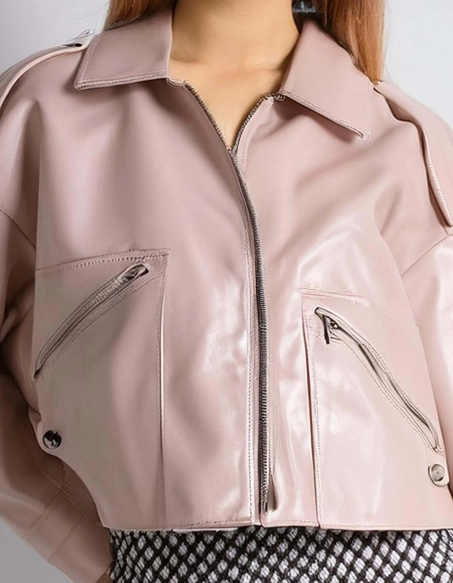 Blush Pink Leather Jacket