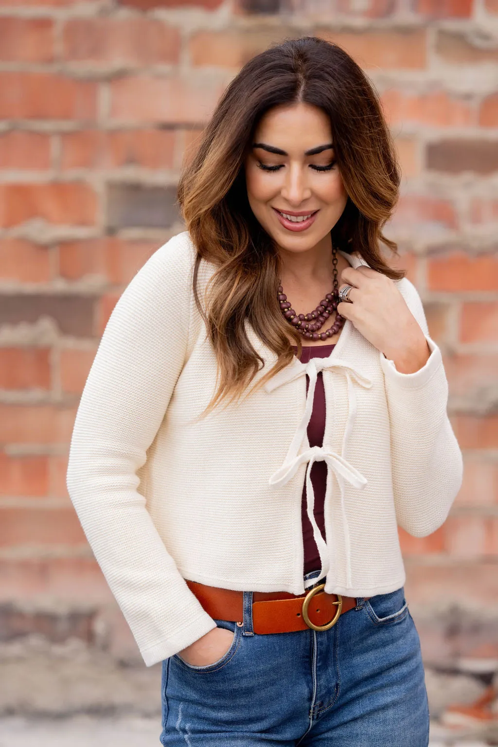 Bow Front Knit Cardigan