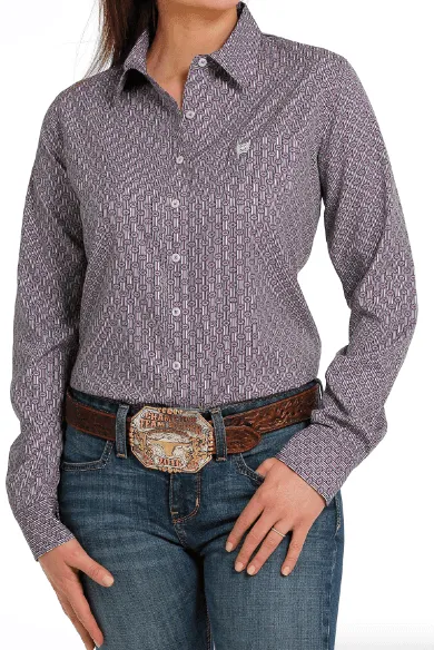 Cinch Women's ArenaFlex Lilac Button  Long Sleeve Western Shirt MSW9163018