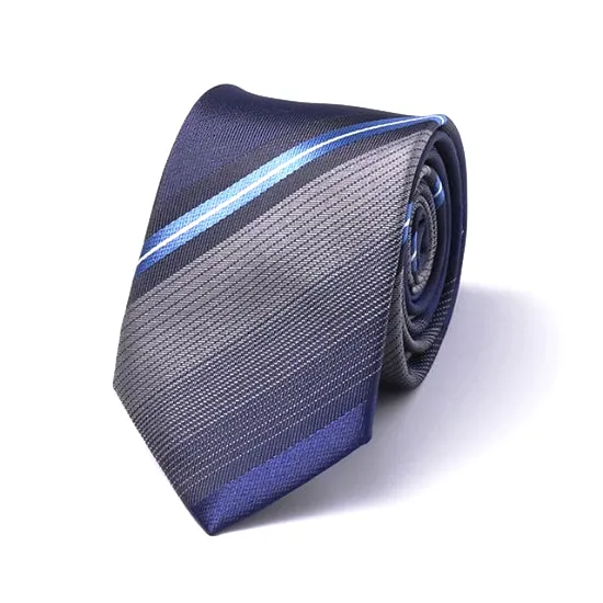 Classy Men Blue Striped Silk Skinny Tie