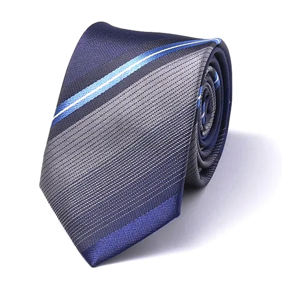 Classy Men Blue Striped Silk Skinny Tie