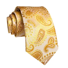 Classy Men Golden Paisley Silk Tie