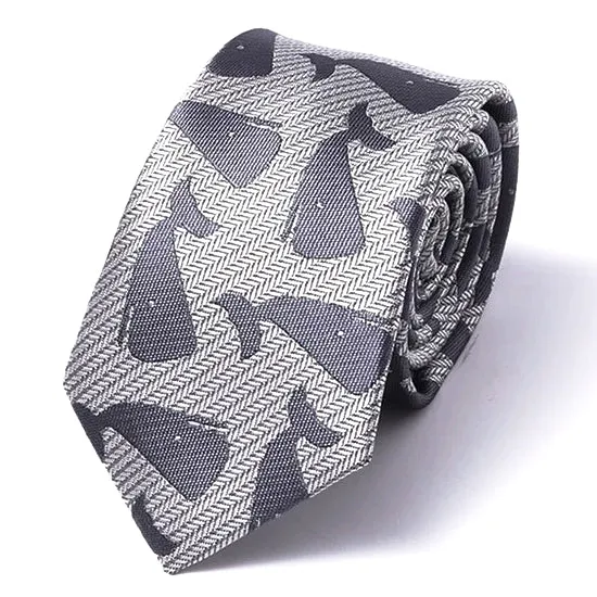 Classy Men Grey Whale Silk Skinny Tie