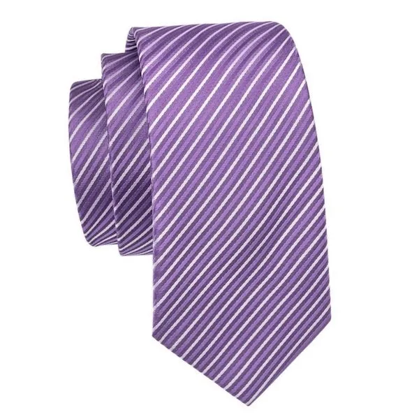 Classy Men Lavender Striped Silk Necktie