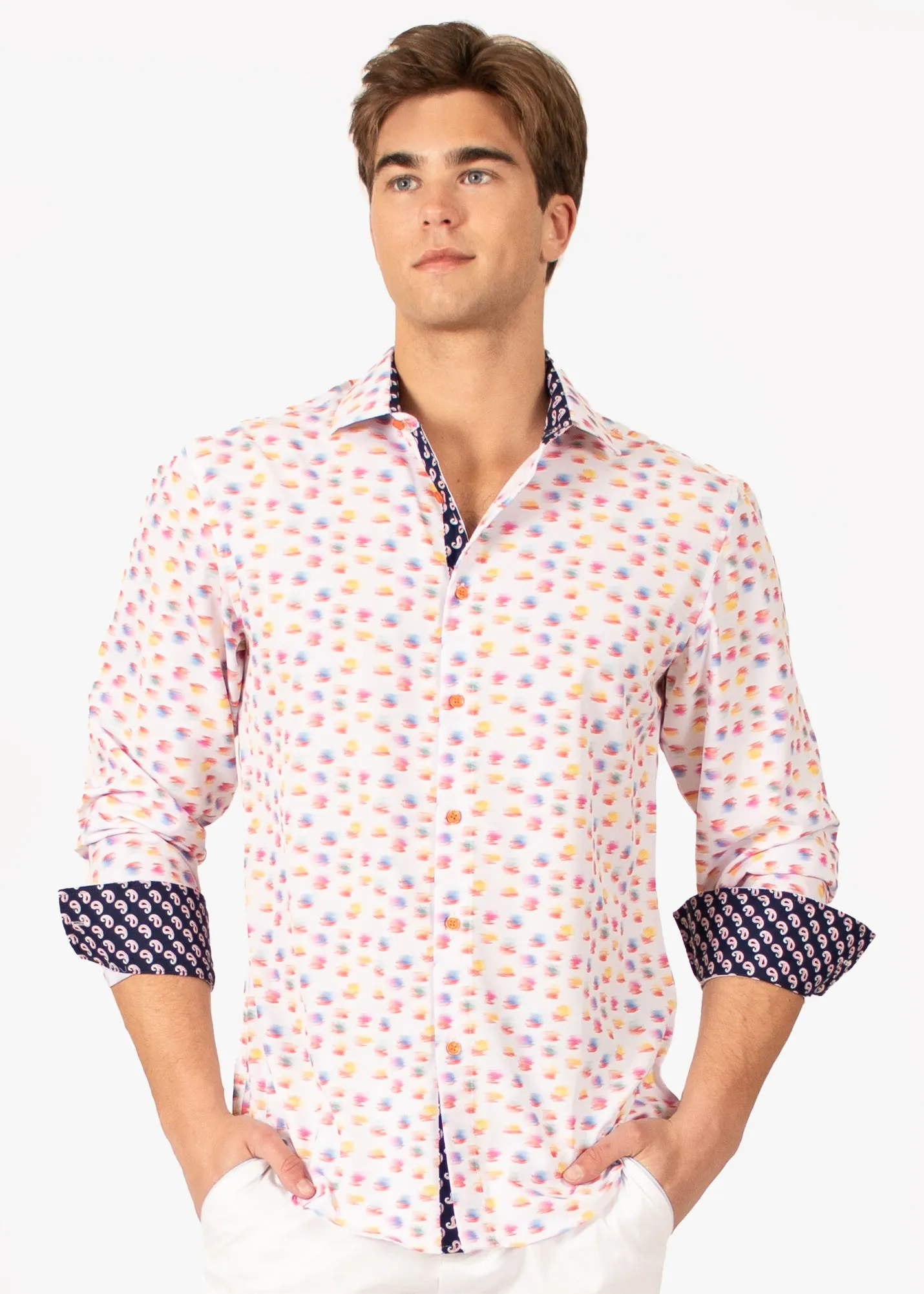 Colored Button Up Long Sleeve Dress Shirt