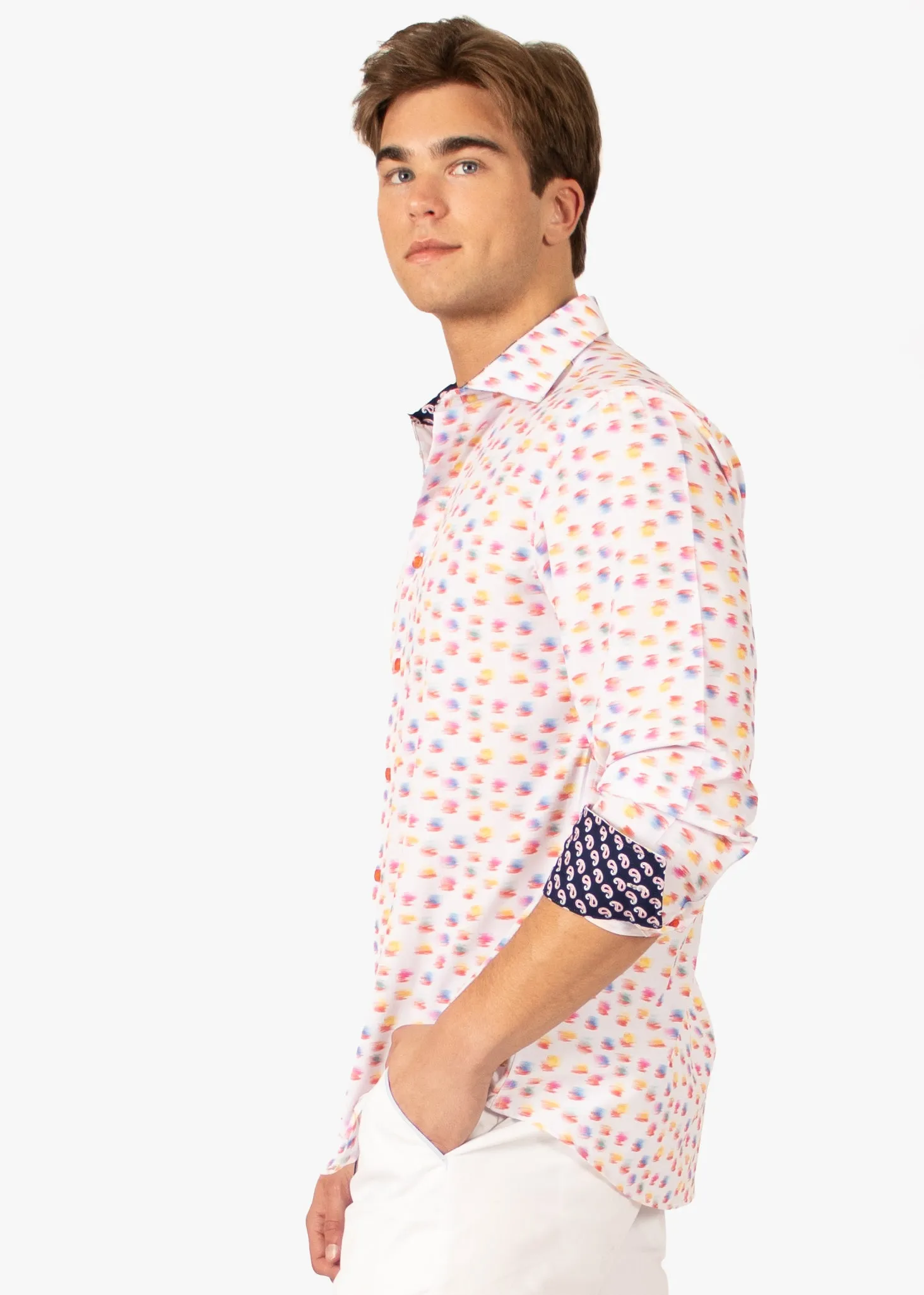 Colored Button Up Long Sleeve Dress Shirt