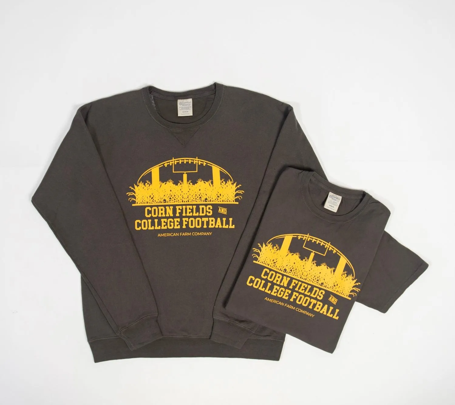 Cornfields and College Football Washed Black Crewneck