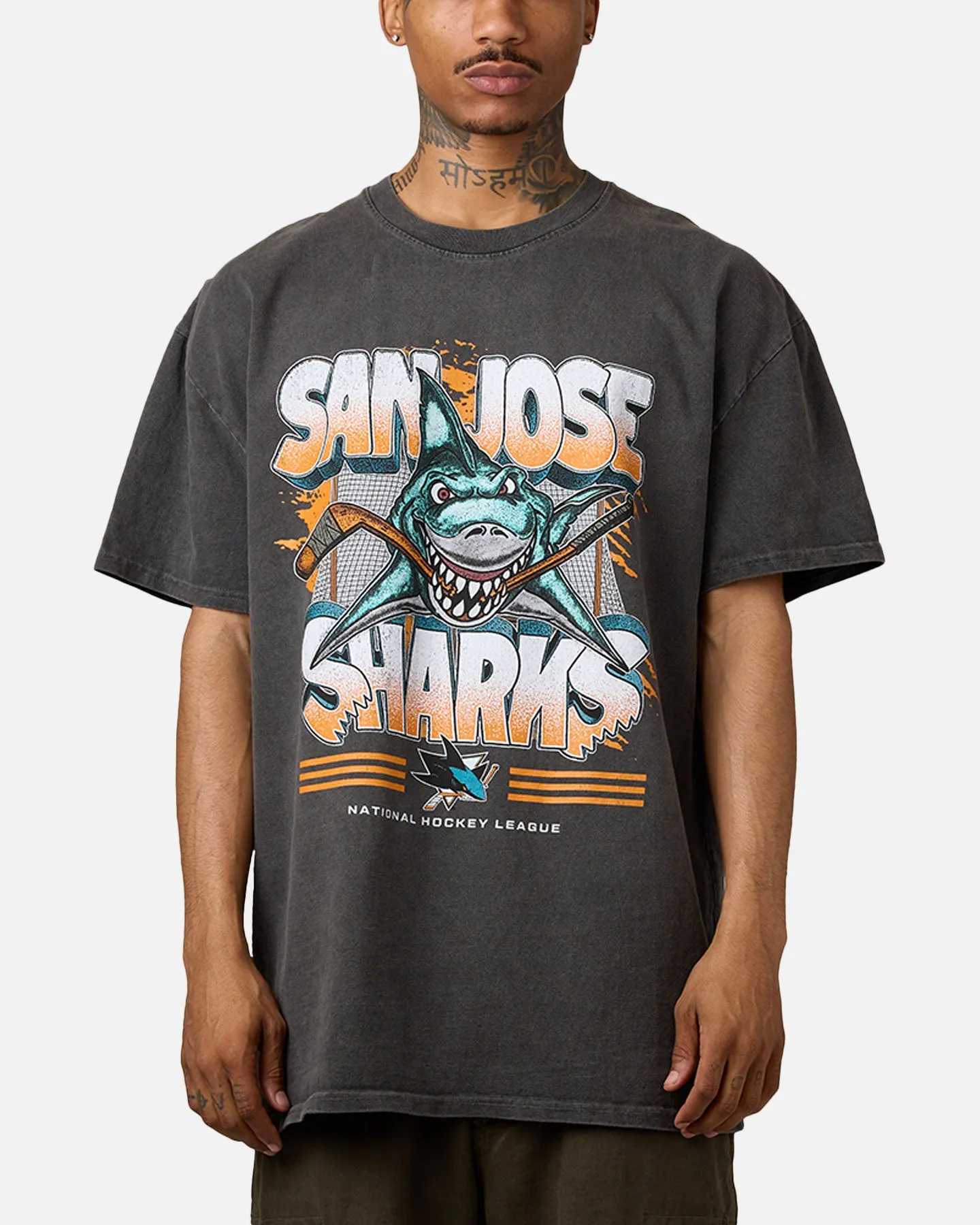 Culture Kings San Jose Sharks Shark Attack Heavyweight T-Shirt Black Wash