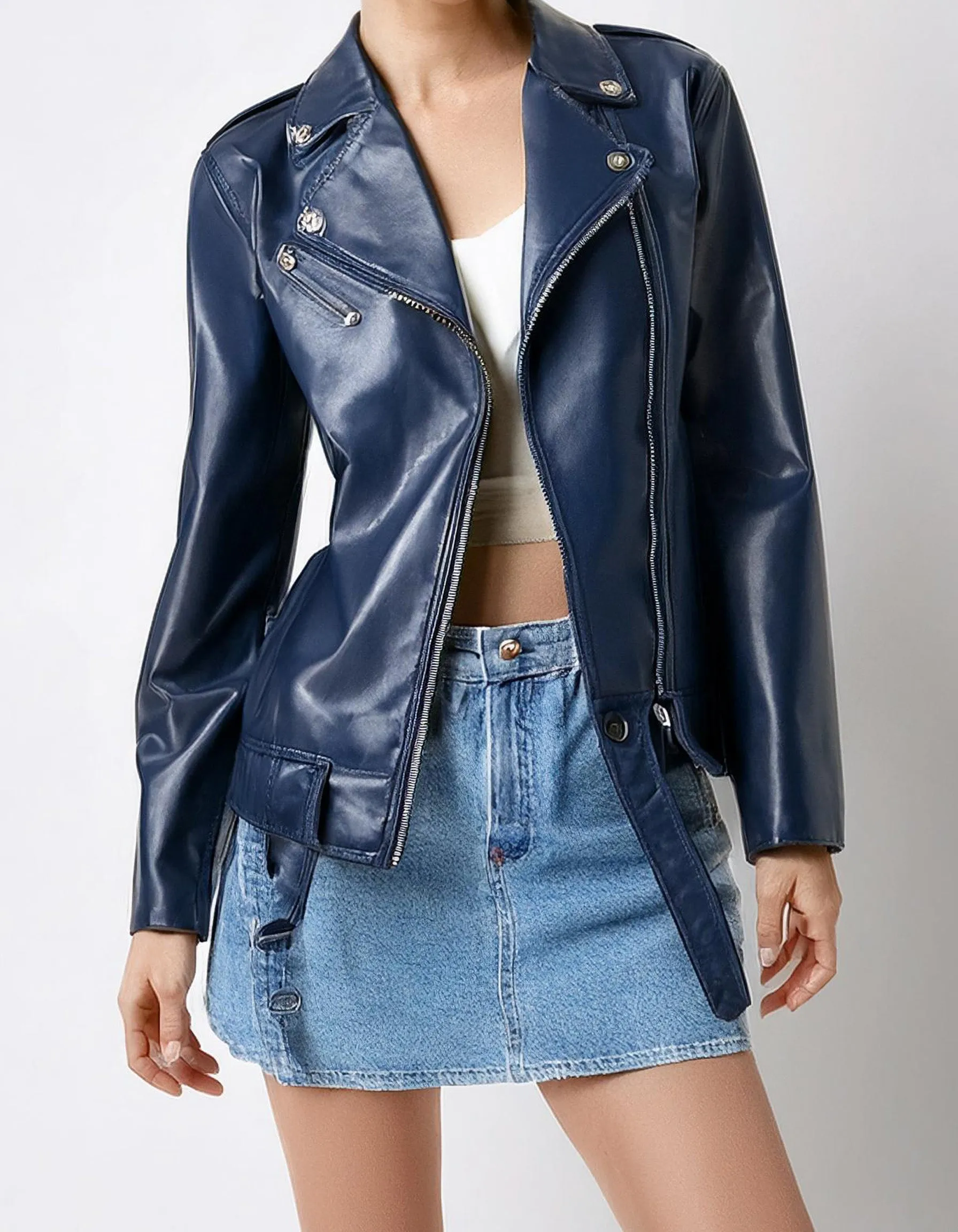 Electric Blue Moto Leather Jacket