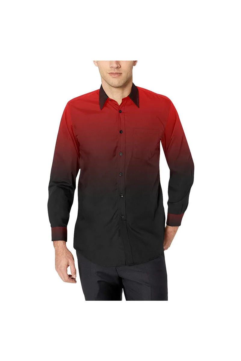 Fade Red to Black Men's All Over Print Casual Dress Shirt