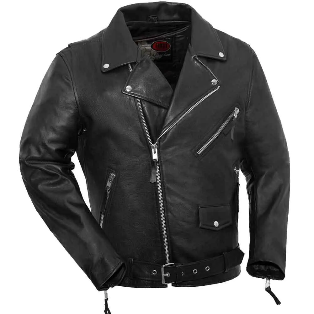 First Mfg Mens Fillmore Leather Motorcycle Jacket