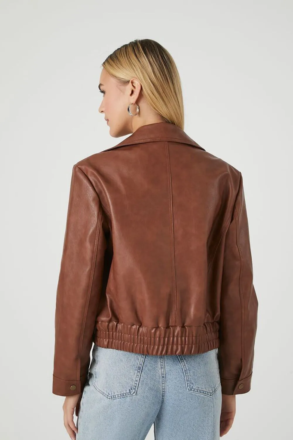 Forever 21 faux leather bomber jacket, brown