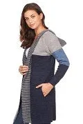 French Dressing Jeans- Color Block Long Sleeve Hoodie Cardigan