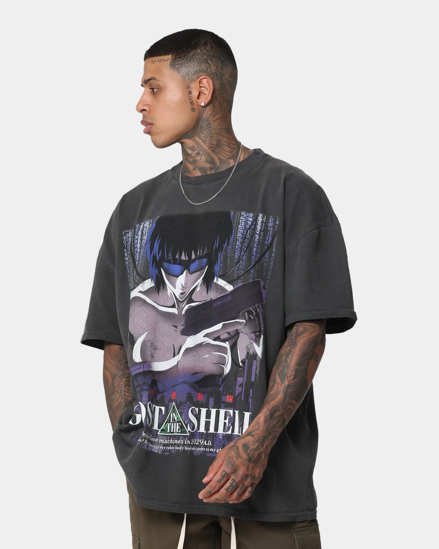 Goat Crew X Ghost In The Shell GITS Poster Heavyweight Vintage T-Shirt Vintage Black