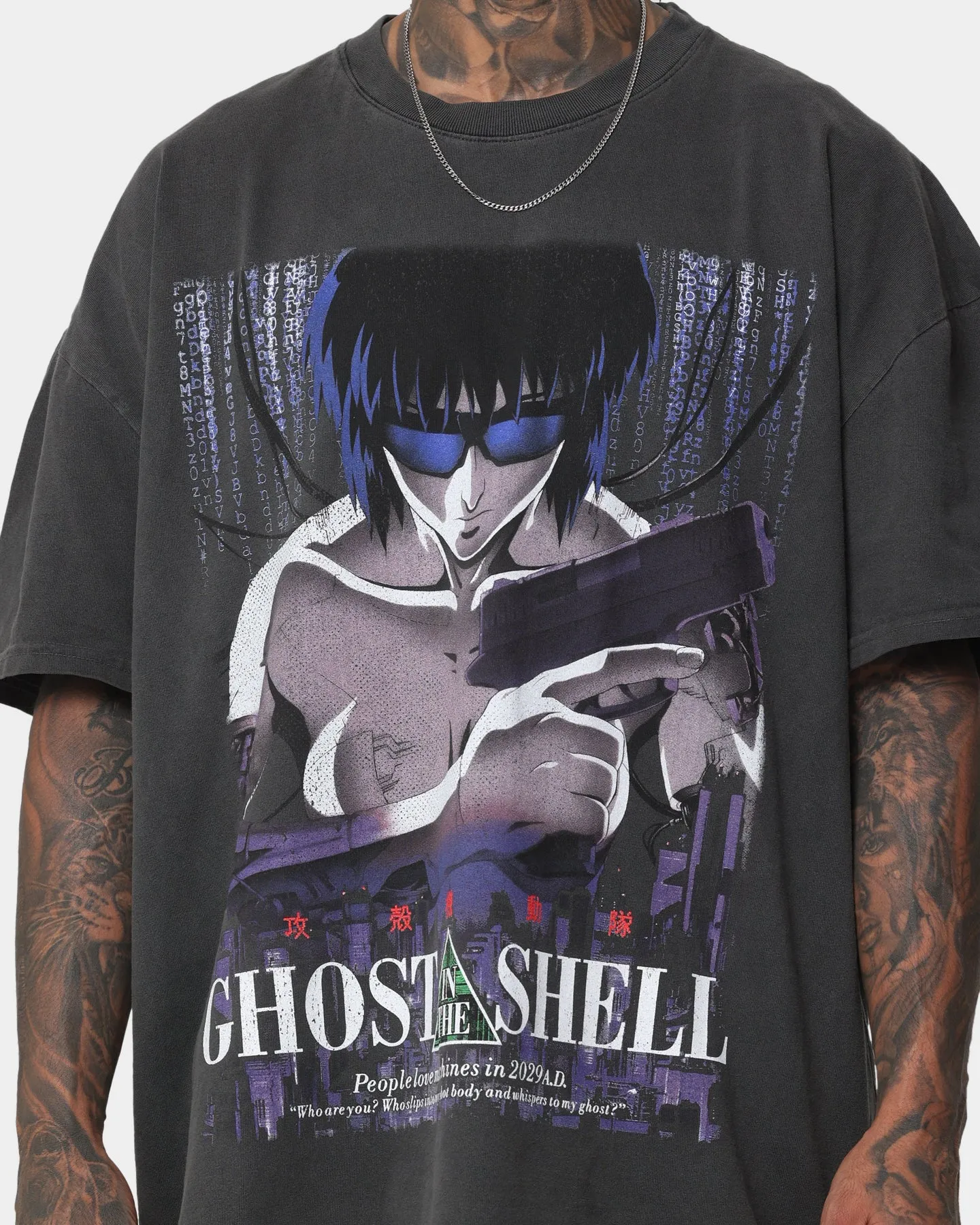 Goat Crew X Ghost In The Shell GITS Poster Heavyweight Vintage T-Shirt Vintage Black