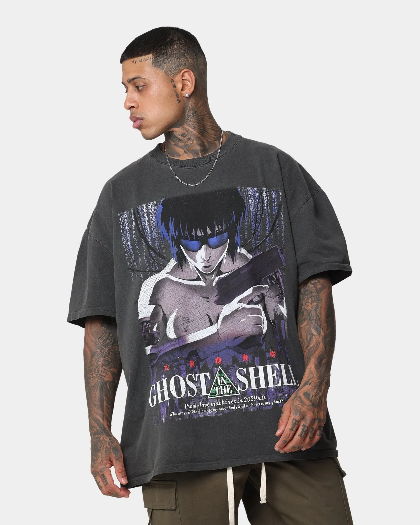 Goat Crew X Ghost In The Shell GITS Poster Heavyweight Vintage T-Shirt Vintage Black