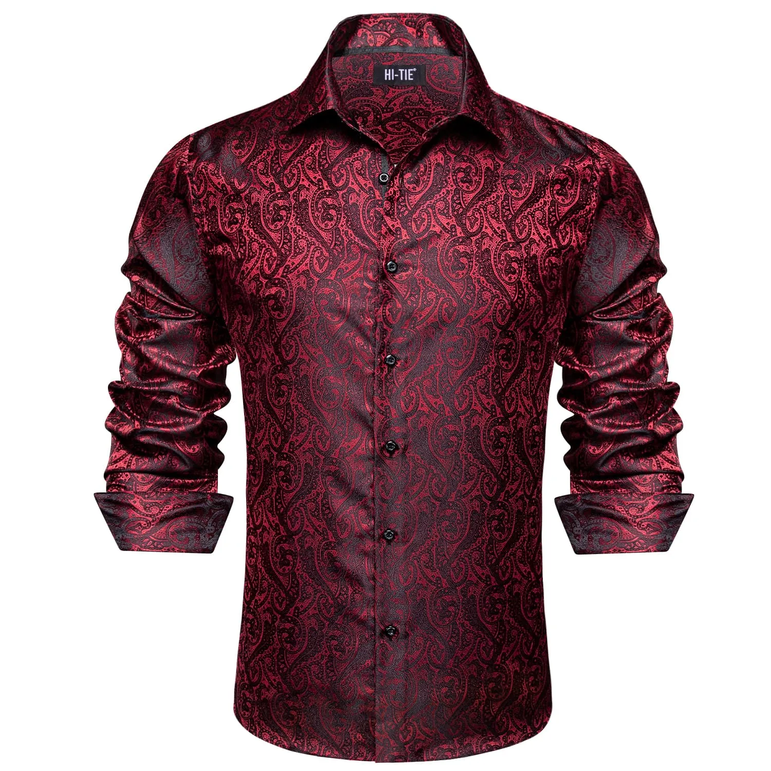 Hi-Tie Paisley Shirt DarkRed Mens Button Down Shirt