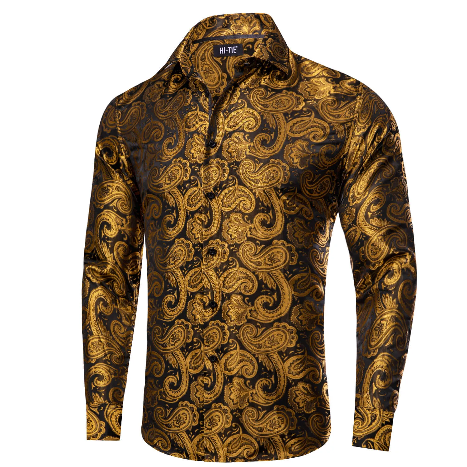 Hi-Tie Paisley Shirt Mustard Yellow Mens Button Down Shirt