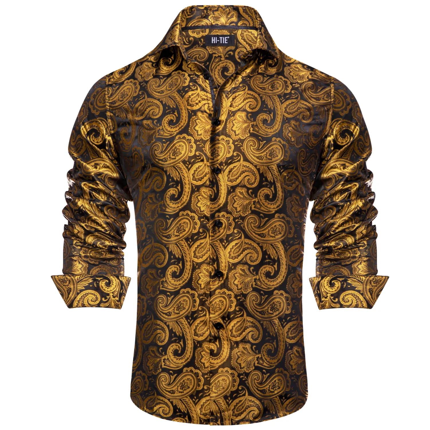 Hi-Tie Paisley Shirt Mustard Yellow Mens Button Down Shirt