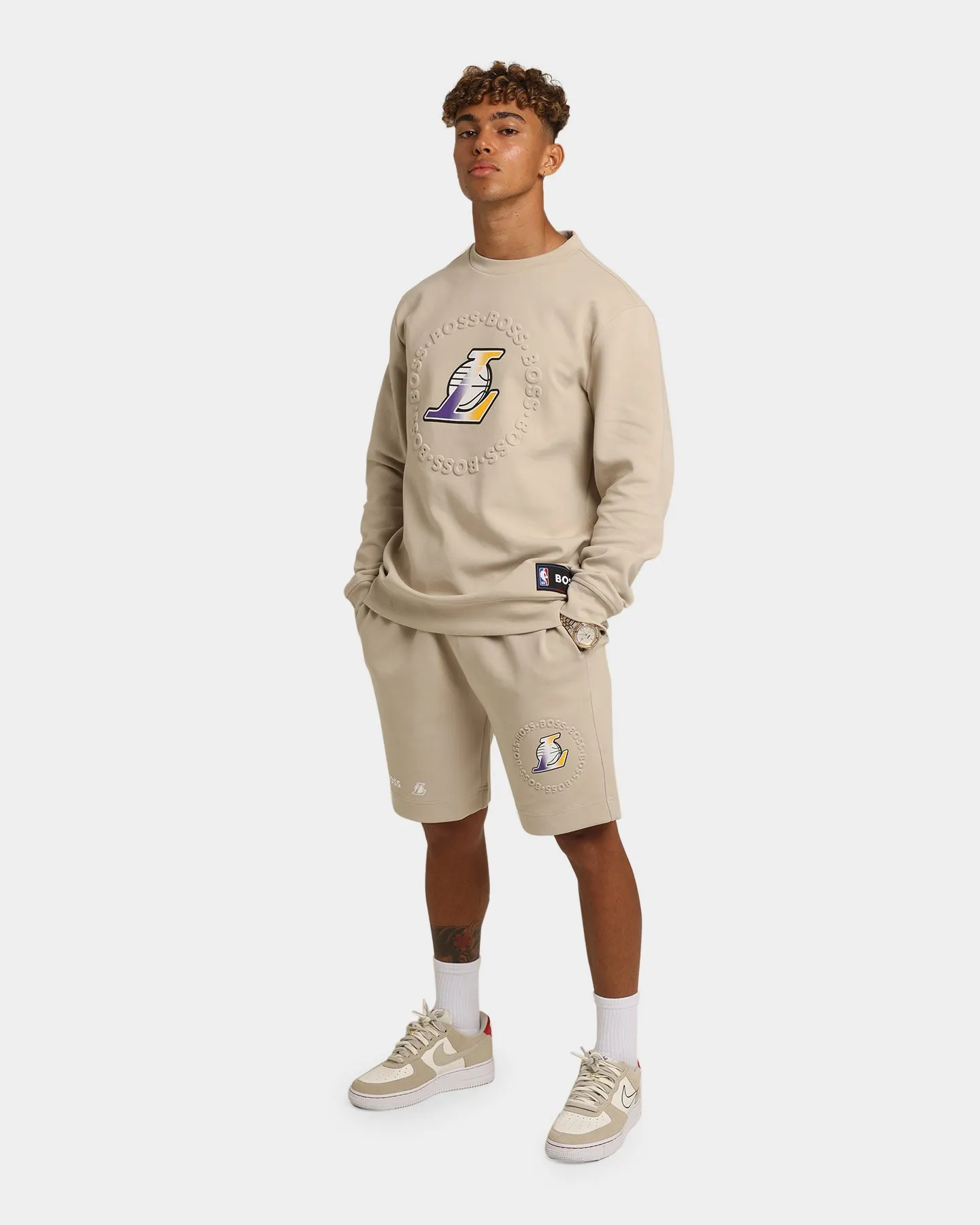 Hugo Boss Hugo Boss X NBA Basic Los Angeles Lakers Crewneck Sweatshirt Light Beige