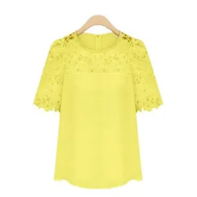 Ketty More Women Short Sleeves Formal Wear Crochet Lace Blouse-KMWSB783