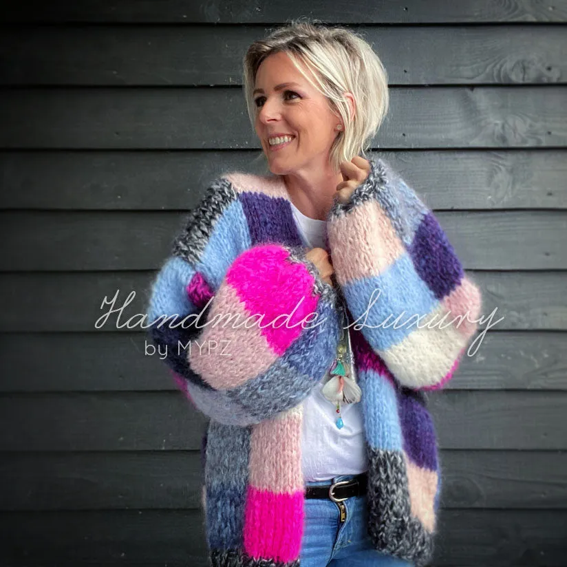 Knitting Kit – MYPZ Patchwork Mohair Cardigan Blue NO.9 (ENG-NL)