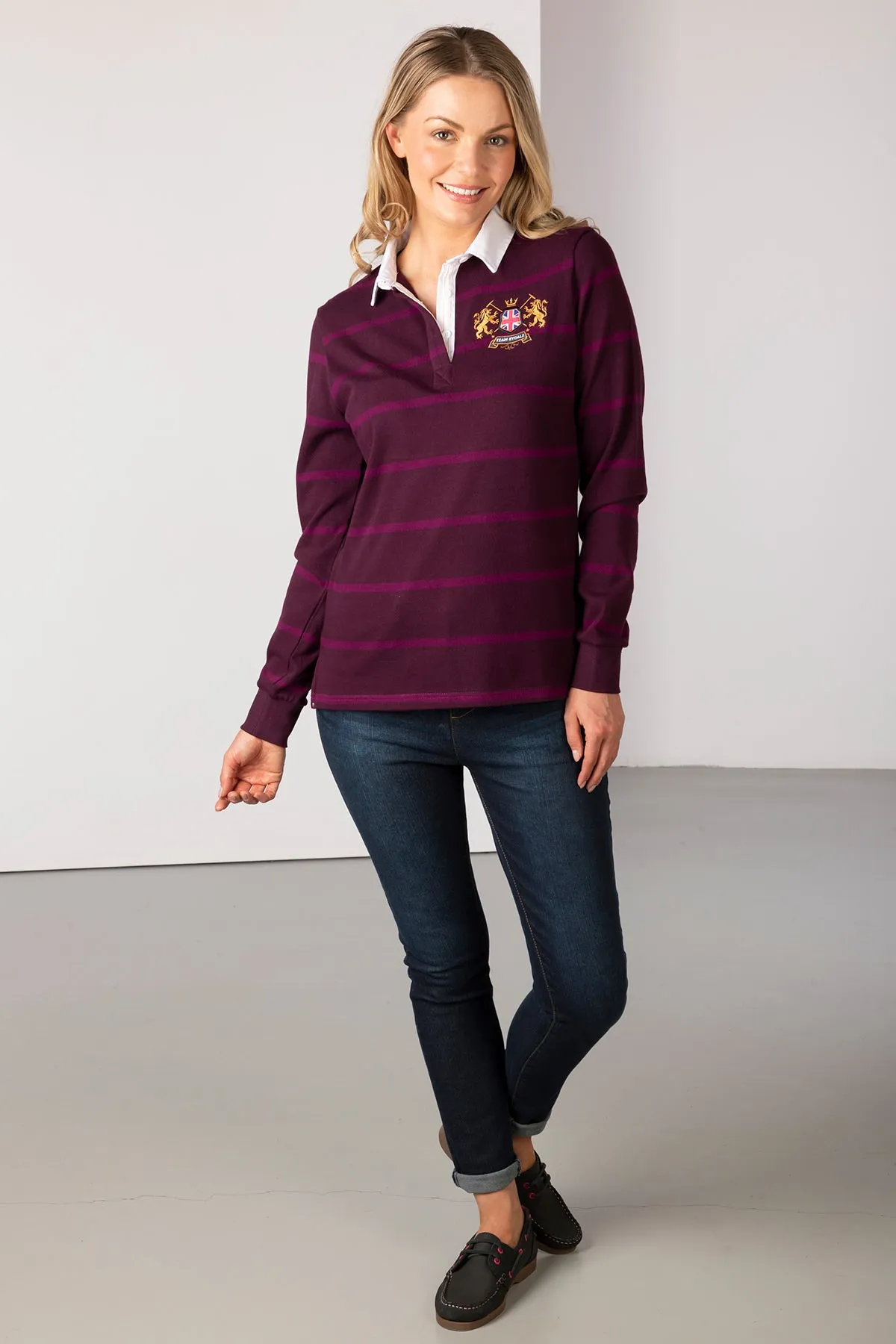 Ladies Striped Rugby Shirt - Ruby II