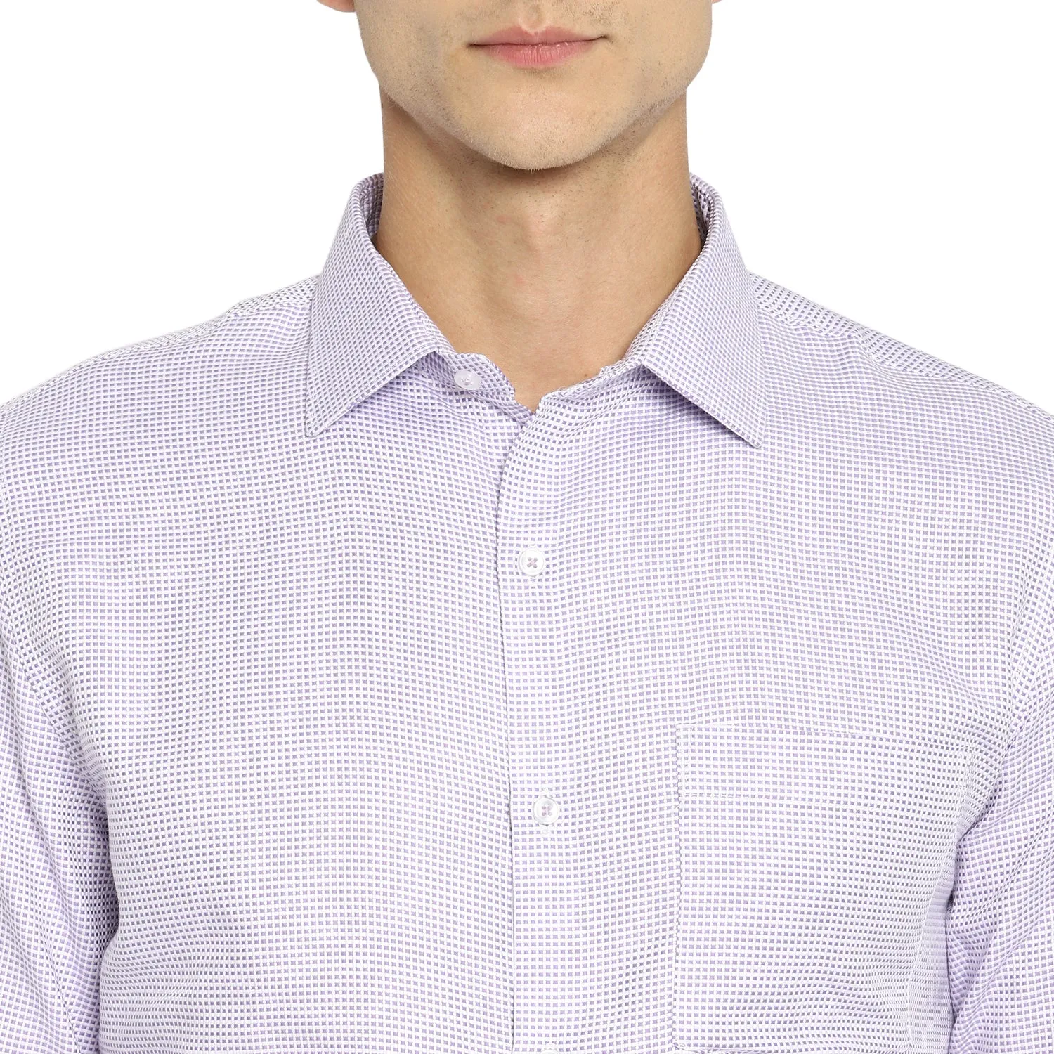 Lavender Cotton Self Design Slim Fit Shirts