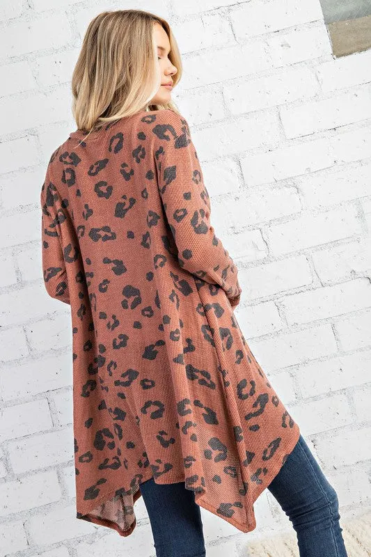 LEOPARD PRINTED OPEN FRONT CARDIGAN