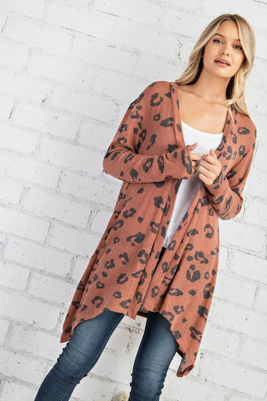 LEOPARD PRINTED OPEN FRONT CARDIGAN