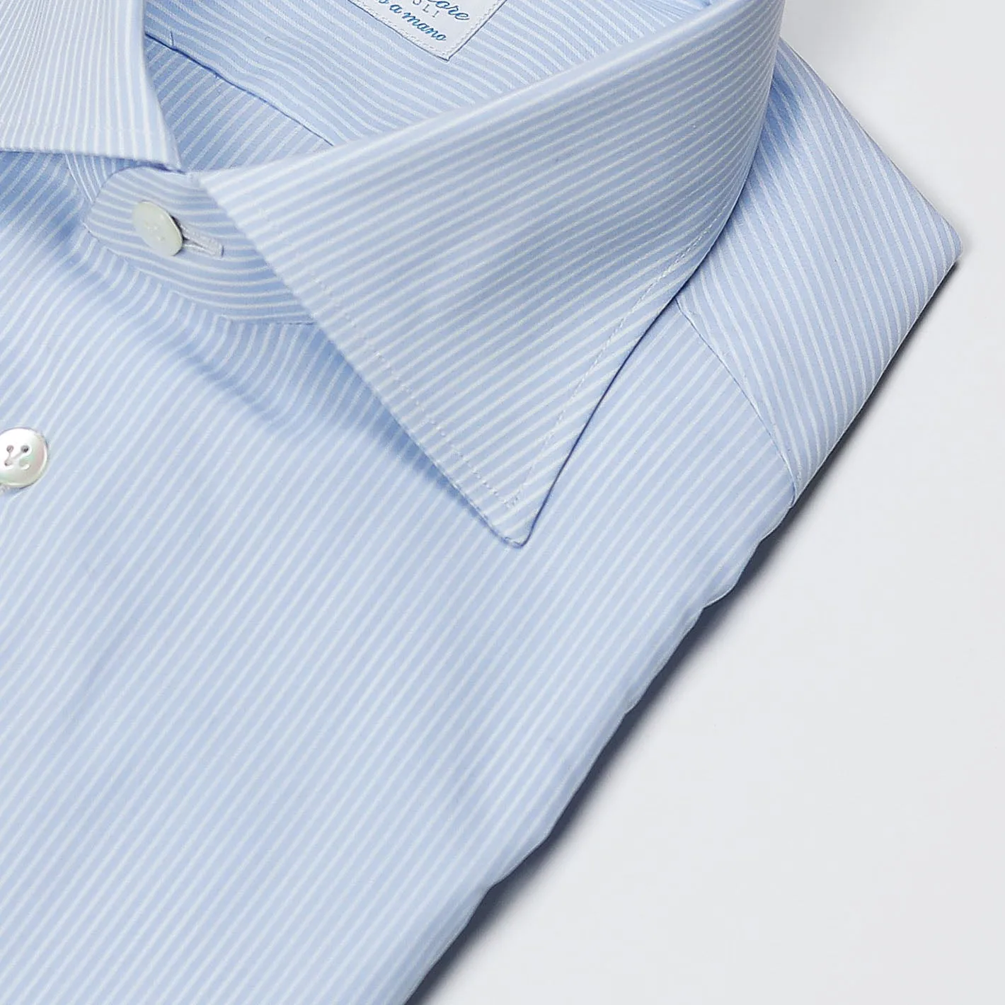 Light Blue Striped Semi-cutaway Shirt