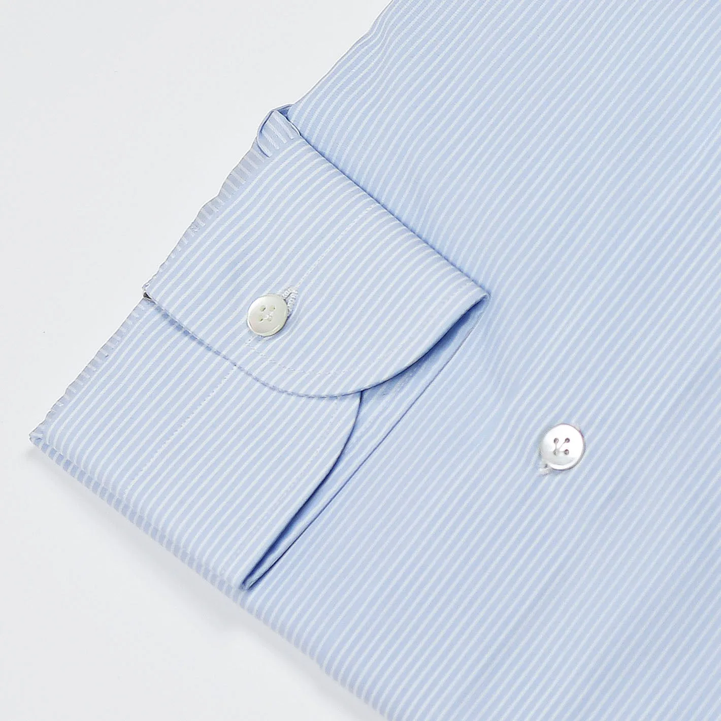 Light Blue Striped Semi-cutaway Shirt