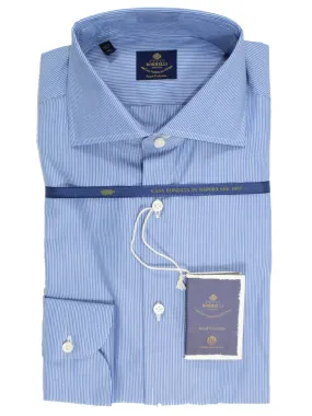 Luigi Borrelli Dress Shirt ROYAL COLLECTION - Blue White Stripes 38 - 15 1/2 SALE