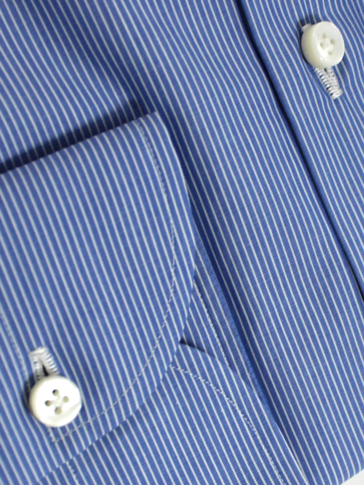 Luigi Borrelli Dress Shirt ROYAL COLLECTION - Blue White Stripes 39 - 15 1/2 SALE