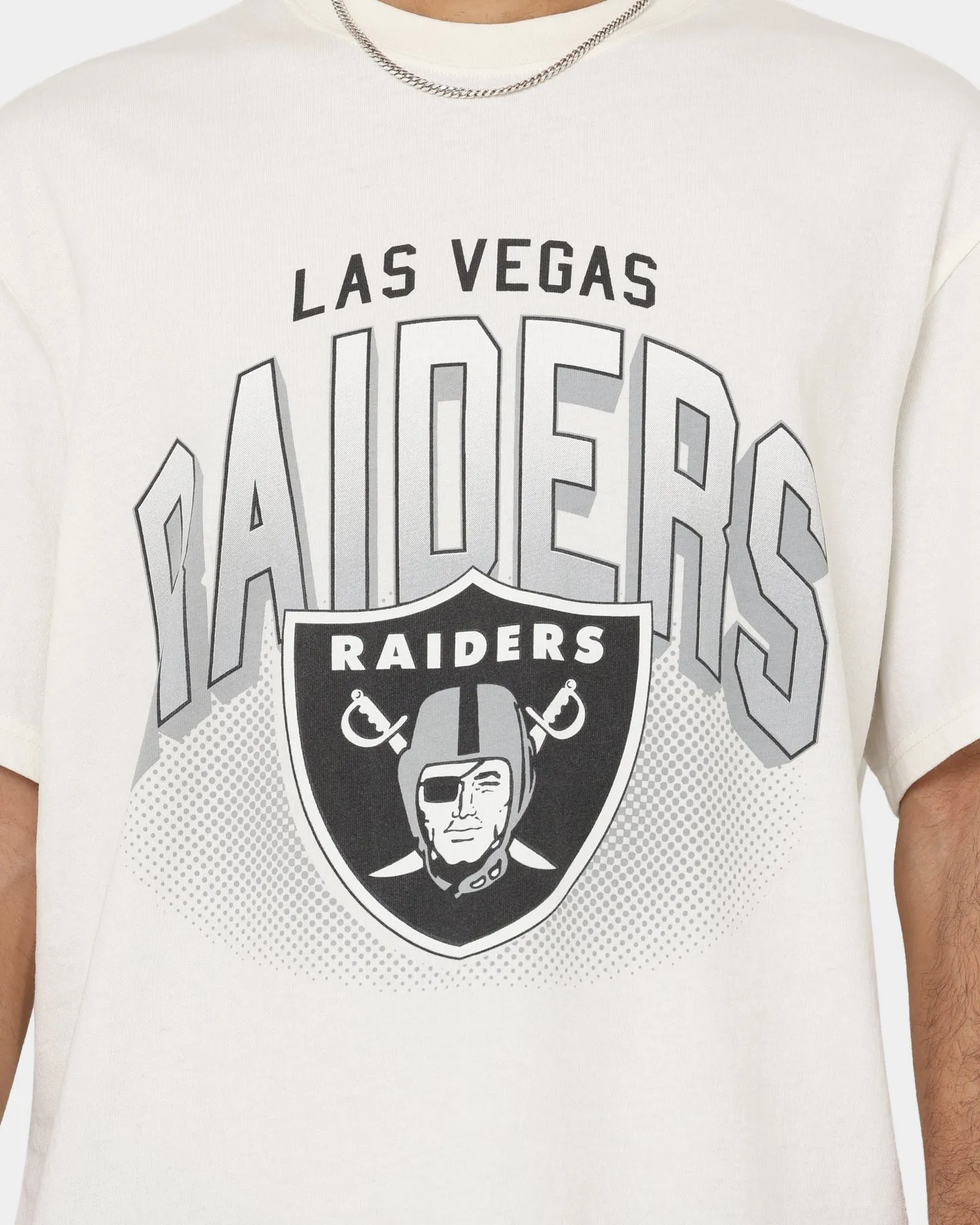 Majestic Athletic Las Vegas Raiders Stripe Sleeve Oversized T-Shirt Optic White