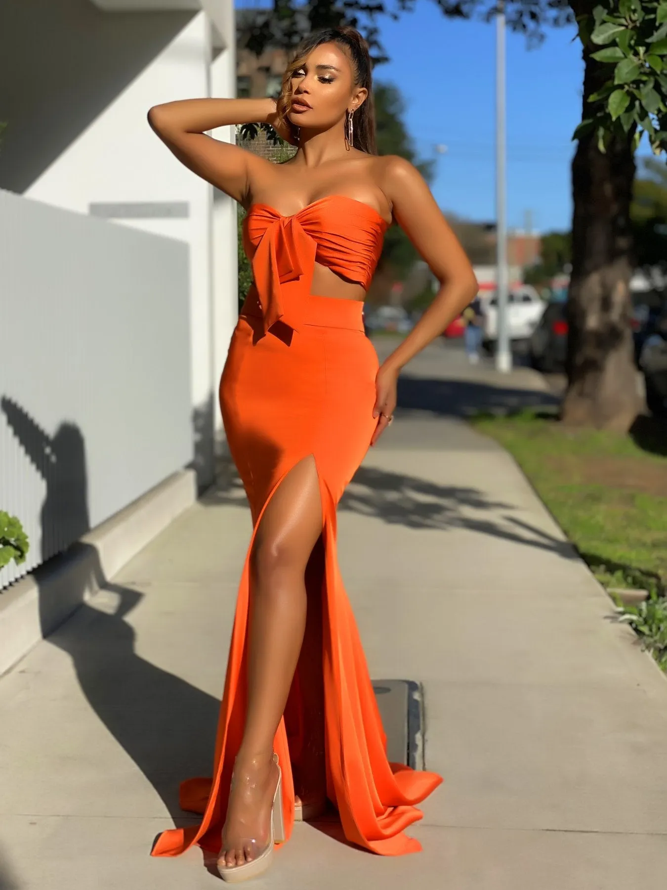 Melinda 2 Piece Dress - Orange by Jadore Evening