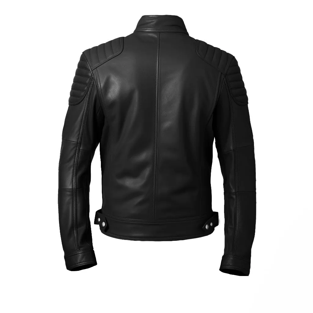 Men Slimfit Style Black Leather Jacket