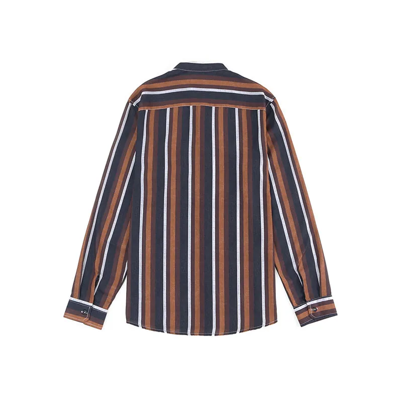 Men's Casual Long Sleeve Button-Down Shirts Striped Dress Shirts | MC255371