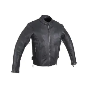 Men's Leather Motorcycle Jacket With Air Vents, MJ820-11-DL