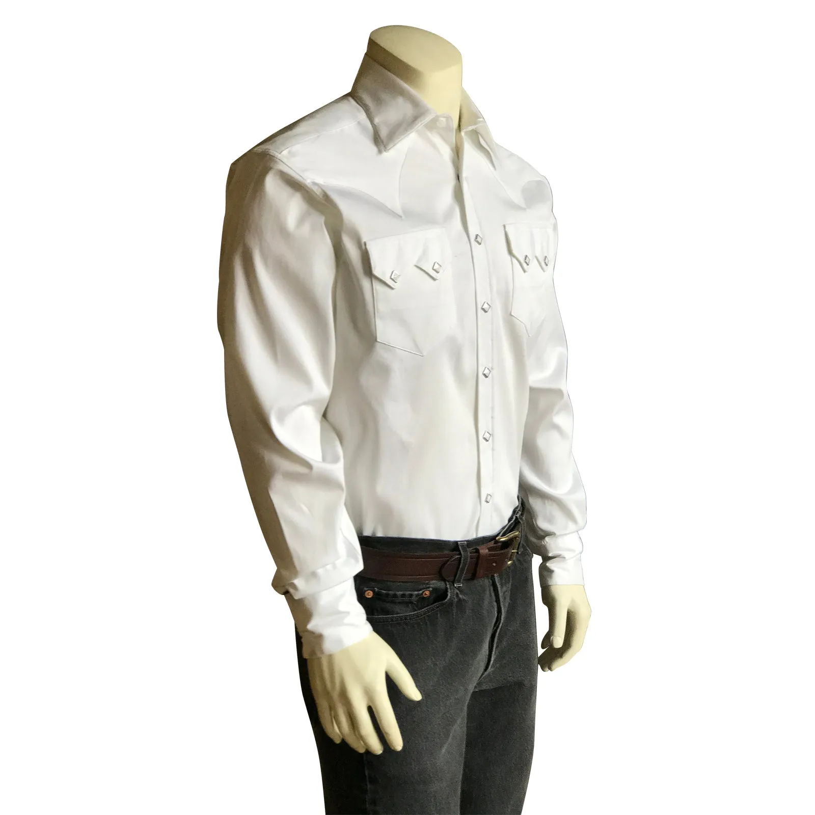 Men's Pima Cotton Pique Rib White-on-White Western Shirt