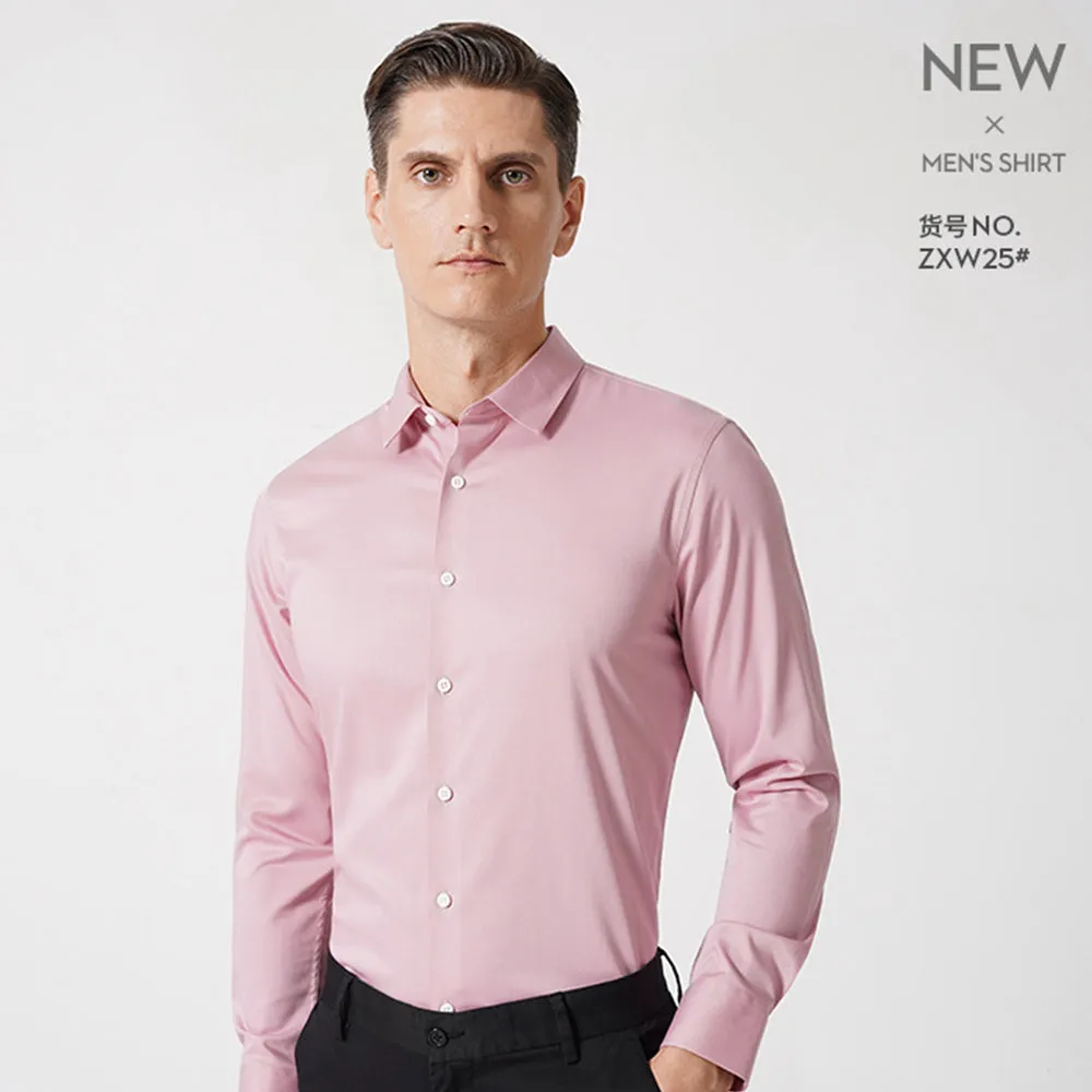 Men's Spring Bamboo Fibre Solid Slim Fit Long Button Up Shirts  | ZXW1