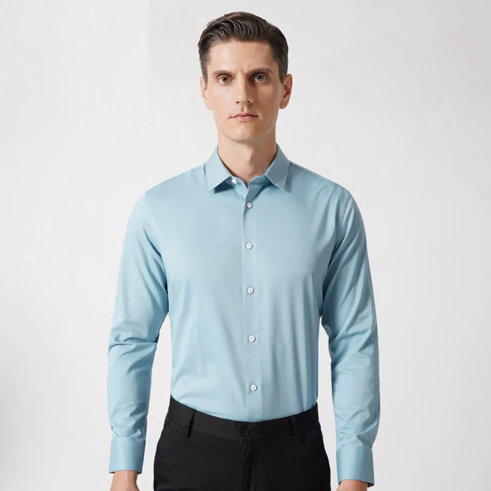 Men's Spring Bamboo Fibre Solid Slim Fit Long Button Up Shirts  | ZXW1