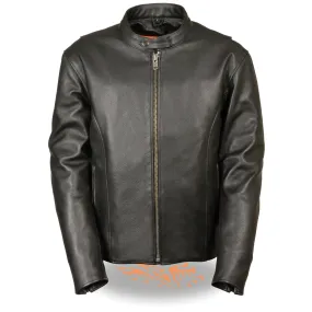 Milwaukee Leather LKM1710 Men's Black Classic Scooter Style Leather Motorcycle Jacket w/ Removable Thermal Liner